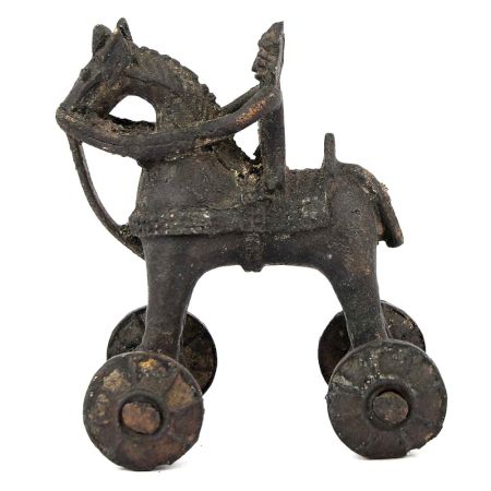 Indian Cast Bronze Temple Mounted Toy Horse