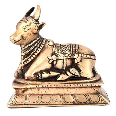 Holy Nandi Bull Figurine in Brass