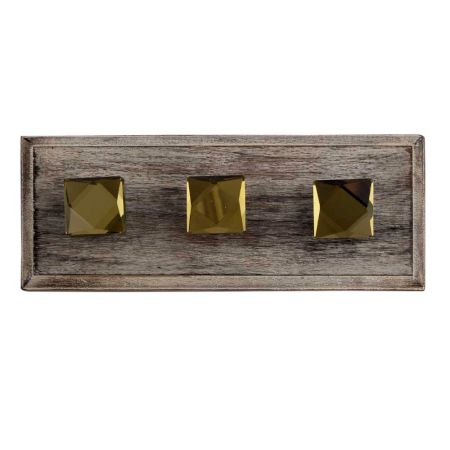 Golden Square Cut Flat Glass Wooden Hooks