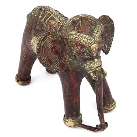 Red Brass Dhokra Elephant Statue