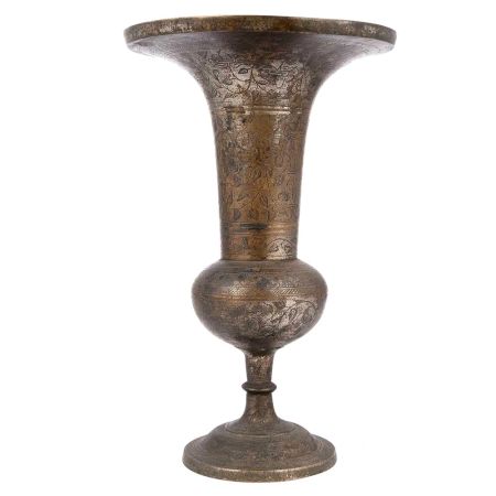 Vintage Floral Brass Engraved Vase