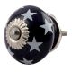 Navy Blue Star Ceramic Cabinet Knob