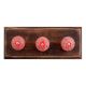 Red Etched Ceramic Floral Wooden Hooks