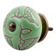 Pea Green Calla Lily Brown Etched Ceramic Cabinet Knob