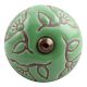 Pea Green Calla Lily Brown Etched Ceramic Cabinet Knob