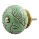 Pea Green Calla Lily Brown Etched Ceramic Cabinet Knob