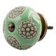 Pea Green Marigold Etched Ceramic Cabinet Knob