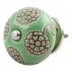 Pea Green Marigold Etched Ceramic Cabinet Knob