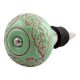 Pea Green Leaf Flower Etched Ceramic Wine Stopper
