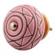 Pink Pattern Etched Ceramic Dresser Knob