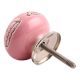 Pink Calla Lily Brown Etched Ceramic Cabinet Knob
