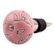 Pink Calla Lily Brown Etched Ceramic Wine Stopper