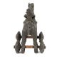 Brass Primitive Horse and Rider on Rolling Wheels