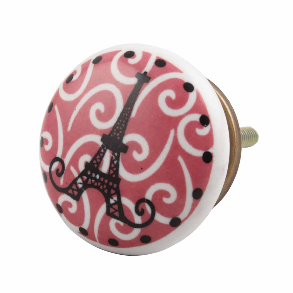 Pink Paris Eiffel Tower Flat Dresser Knob