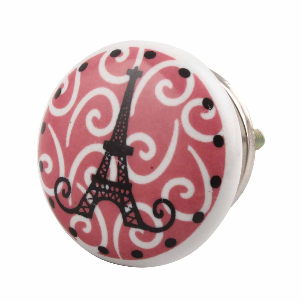Pink Paris Eiffel Tower Flat Dresser Knob