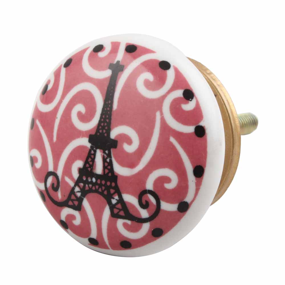 Pink Paris Eiffel Tower Flat Dresser Knob
