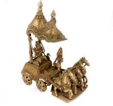 Bronze Lord Krishna & Arjun Rath Chariot