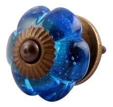 Royal Blue Melon Glass Cabinet Knob