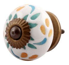 Three Color Leaf Etched Ceramic Knobs