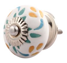 Three Color Leaf Etched Ceramic Knobs