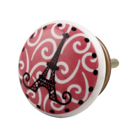 Pink Paris Eiffel Tower Flat Dresser Knob