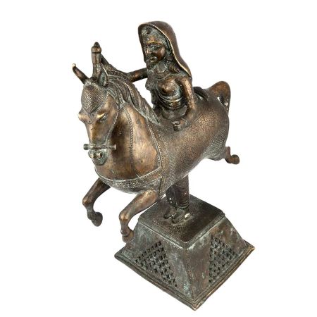 Brass Female Kachchi Ghodi Dance Statue