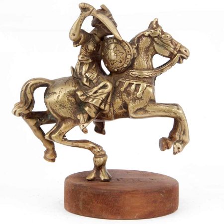 Brass Indian Soldier on Horseback and Sword