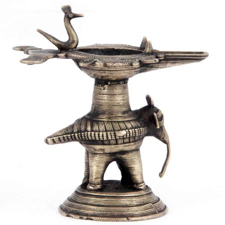 Brass Elephant Peacock Indian Diya Oil Lamp