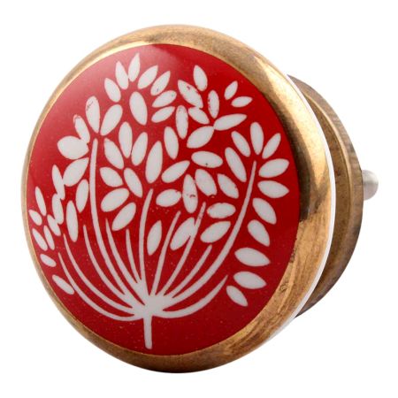 Red Waxflower Flat Ceramic Cabinet Knob Online