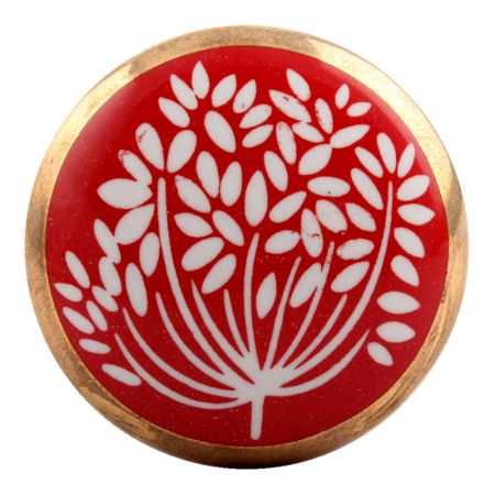 Red Waxflower Flat Ceramic Cabinet Knob Online