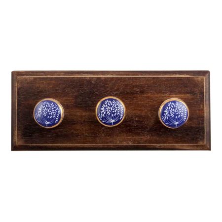 Purple Waxflower Flat Ceramic Wooden Hooks