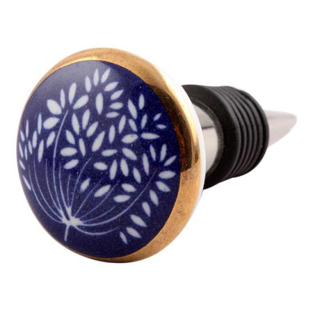 Purple Waxflower Flat Ceramic Wine Stopper