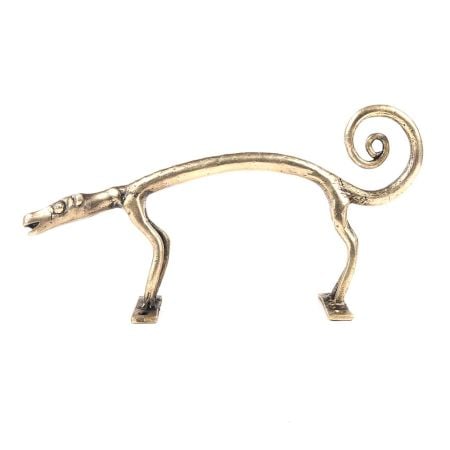 Golden Brass Dog Figurine Door Handle