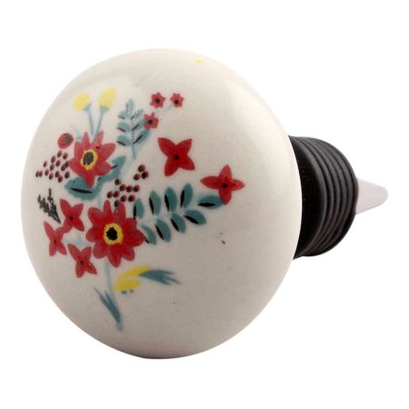 Red Dahlia Flower Ceramic Wine Stopper