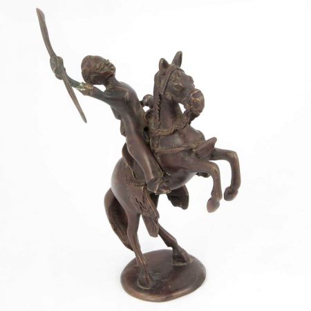 Brass Sculpture Horse Warrior Rider Figurine