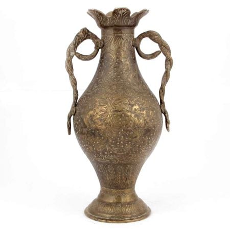 Brass Cobra Vases with Snake Handles