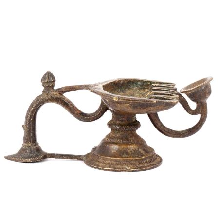 Vintage Indian Brass Oil Lamp Candle Stand