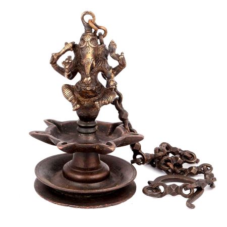 Brass Ganesha Hanging Oil Lamp