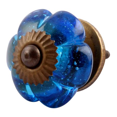 Royal Blue Melon Glass Cabinet Knob