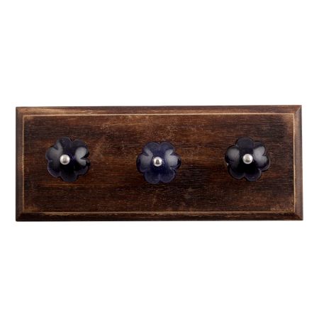 Navy Blue Melon Glass Wooden Hooks