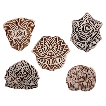 Set of 5 Piece New Mix Wooden Printing Block