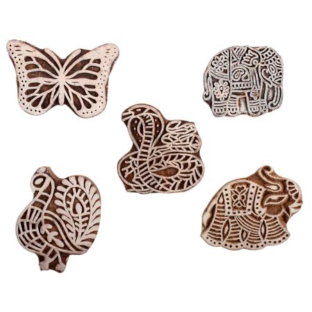 Set of 5 Piece New Mix Wooden Printing Block