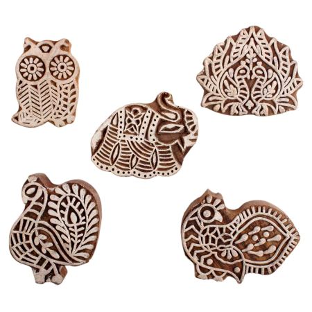 Set of 5 Piece New Mix Wooden Printing Block