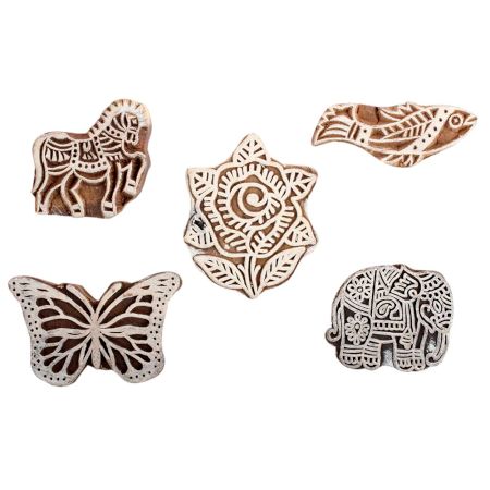 Set of 5 Piece New Mix Wooden Printing Block