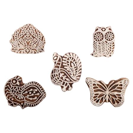 Set of 5 Piece New Mix Wooden Printing Block