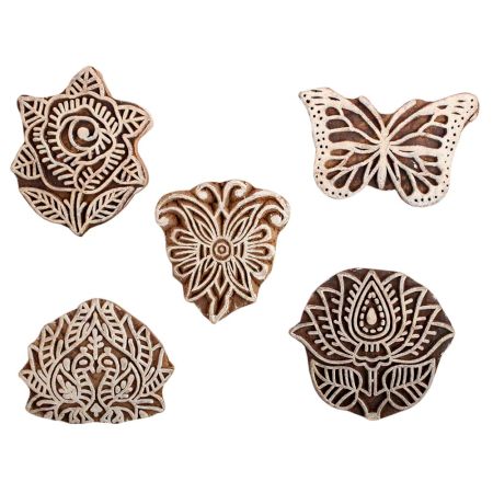 Set of 5 Piece New Mix Wooden Printing Block