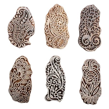 Set of 6 Piece New Mix Wooden Printing Block