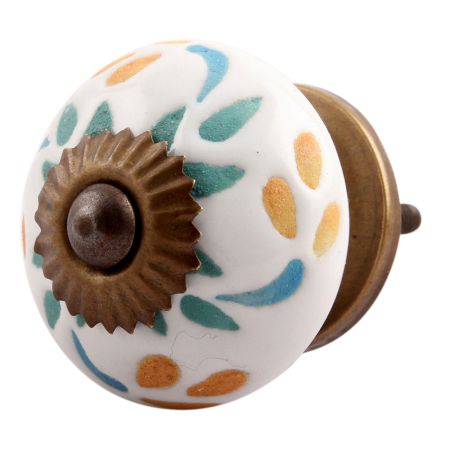 Three Color Leaf Etched Ceramic Knobs