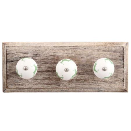 Forest Green Running Rein Deer Pattern Ceramic Wooden Hooks