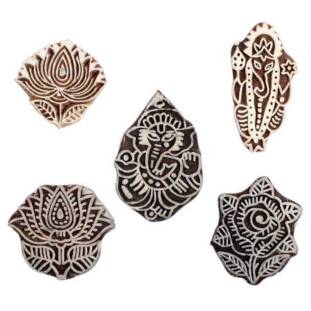 Set of 5 Piece New Mix Wooden Printing Block